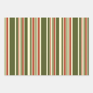 Hoja De Papel De Regalo Vintage Christmas Stripe Red and Green