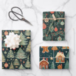 Hoja De Papel De Regalo Vintage Christmas Tree Ornament Gingerbread Gift<br><div class="desc">Esta es la temporada de dar y un paseo por el camino de la memoria y envolver tus regalos con estas hojas de papel de envolver de regalo de árbol de Navidad retro invierno maravilla. Esta hoja de papel envolvente contiene tres hojas. Cuenta con un árbol de Navidad con ornamentos,...</div>