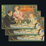 Hoja De Papel De Regalo Vintage Christmas, Victorian Family Dinner<br><div class="desc">Ilustracion de época Victoriano. Imagen de feriado de Feliz Navidad con una cena familiar en la víspera de Navidades. El padre está tallando la carne asada mientras la madre está sirviendo comida y el niño está esperando pacientemente usando sus modales.</div>
