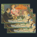 Hoja De Papel De Regalo Vintage Christmas, Victorian Family Dinner<br><div class="desc">Ilustracion de época Victoriano. Imagen de feriado de Feliz Navidad con una cena familiar en la víspera de Navidades. El padre está tallando la carne asada mientras la madre está sirviendo comida y el niño está esperando pacientemente usando sus modales.</div>