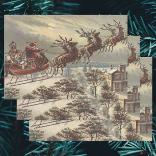 Hoja De Papel De Regalo Vintage Christmas Victorian Santa Claus