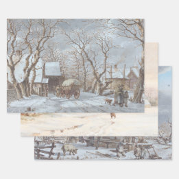 Hoja De Papel De Regalo Vintage Christmas Wrapping Paper WINTER COUNTRY