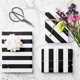 Hoja De Papel De Regalo Vintage Classic rayas negras y blancas