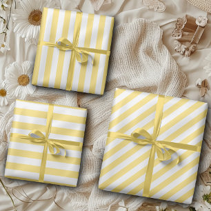 Hoja De Papel De Regalo Vintage Classic Yellow & White Stripes