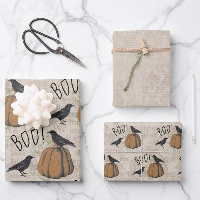 Hoja De Papel De Regalo Vintage Crows Ephemera (Anverso)