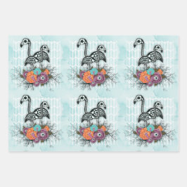 Hoja De Papel De Regalo Vintage Dark Gothic Flamingo Skeleton Halloween