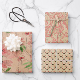 Hoja De Papel De Regalo Vintage de Daisy Field de color rojo