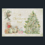 Hoja De Papel De Regalo Vintage de "O Christmas Tree"<br><div class="desc">"O Christmas Tree" es un collage de escenas vintage que retratan escenas tradicionales de la víspera de los Navidades, con un maravilloso árbol decorado como el centro de la atracción. Niños pequeños se reúnen y ven algunos de sus regalos. ¡Uy! Santa está entrando por la puerta. Se supone que los...</div>