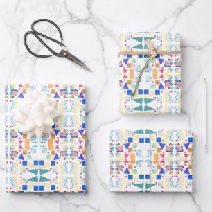 Hoja De Papel De Regalo Vintage de patrón geométrico abstracto clásico de 