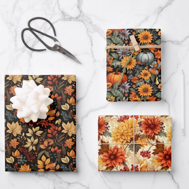 Hoja De Papel De Regalo Vintage Fall  (Anverso)