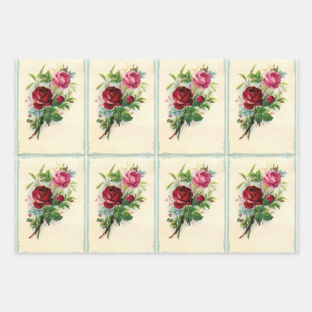 Hoja De Papel De Regalo Vintage Floral (Anverso)