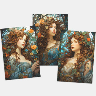 Hoja De Papel De Regalo Vintage Floral Victoriana Diosa Art Nouveau