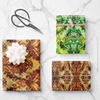Hoja De Papel De Regalo Vintage French Autumn Brown Damask Gracias