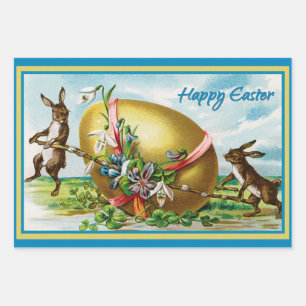 Hoja De Papel De Regalo Vintage Happy Easter Bunny Rabbits Easter Eggs