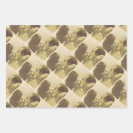 Hoja De Papel De Regalo Vintage love couple kissing sepia illustration