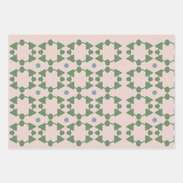 Hoja De Papel De Regalo Vintage Mid Century Rubor Pink, Sage & Blue