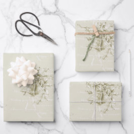 Hoja De Papel De Regalo Vintage navidad campanas neutras