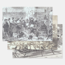 Hoja De Papel De Regalo Vintage Navidad Wrapping Paper SNOW, PARÍS...