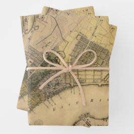 Hoja De Papel De Regalo Vintage New York City Plan, 1789, restaurado