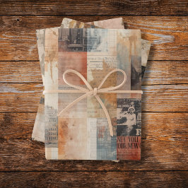 Hoja De Papel De Regalo Vintage New York Collage Sepia Dreams