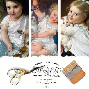 Hoja De Papel De Regalo Vintage Nursery Chica Kitten Decoupage