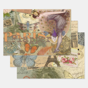 Hoja De Papel De Regalo Vintage parisino flapper Art Deco Peacock