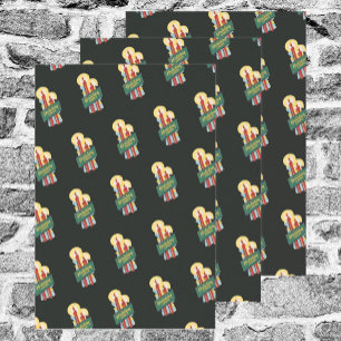 Hoja De Papel De Regalo Vintage patrón navideño, fiesta de las velas anima