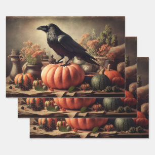Hoja De Papel De Regalo Vintage Raven Photo Gothic Halloween Decoupage