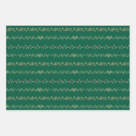 Hoja De Papel De Regalo Vintage Red Berry Garland Botanical Christmas