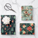 Hoja De Papel De Regalo Vintage Retro Christmas Tree Bird Poinsettia Gift<br><div class="desc">Esta es la temporada de dar y caminar por el camino de la memoria y envolver sus regalos con esta hoja de papel de envolver de pajarita de árbol de Navidad retro vintage Poinsettia. Esta hoja de papel envolvente contiene tres hojas. Cuenta con un árbol de Navidad con adornos y...</div>