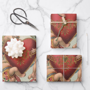 Hoja De Papel De Regalo Vintage San Valentines, Ángeles Victorianos Querub