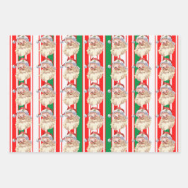 Hoja De Papel De Regalo Vintage Santa Claus Candy Cane 3 Envoltura