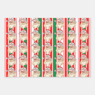 Hoja De Papel De Regalo Vintage Santa Claus Candy Cane 3 Envoltura
