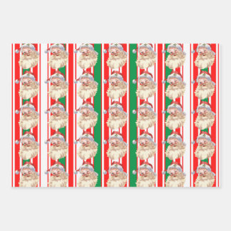 Hoja De Papel De Regalo Vintage Santa Claus Candy Cane 3 Envoltura