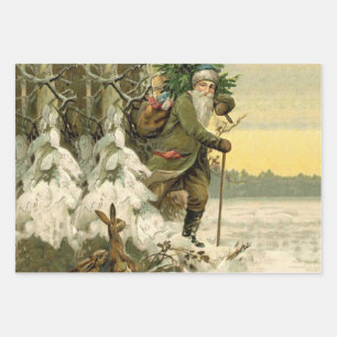 Hoja De Papel De Regalo Vintage Santa Navidades Fiesta victoriana