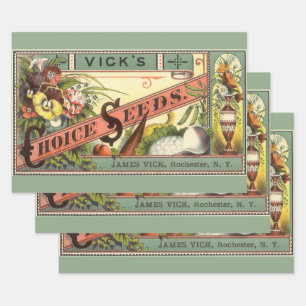 Hoja De Papel De Regalo Vintage Seed Packet Label Art, semillas de Vick's
