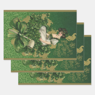 Hoja De Papel De Regalo Vintage St. Patrick's Day Souvenir, Irish Lass