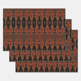 Hoja De Papel De Regalo Vintage Tribal Pattern Naranja Black Art Bull Skul