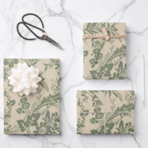 Hoja De Papel De Regalo Vintage Vibrant Green Floral Pattern