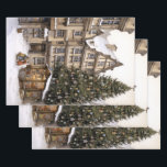Hoja De Papel De Regalo Vintage village Christmas tree reuniendo toalla de<br><div class="desc">Vintage village Christmas tree</div>