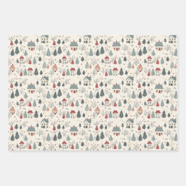 Hoja De Papel De Regalo Vintage Winter Trees Forest Girly Navidades Rosa