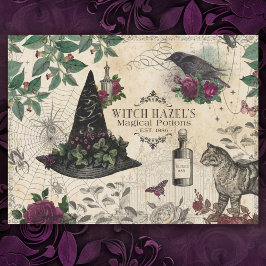 Hoja De Papel De Regalo Vintage Witch Floral Halloween Ephemera
