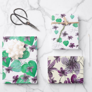 Hoja De Papel De Regalo Violetas salvajes acuarela pintada a mano