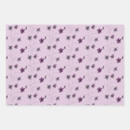 Hoja De Papel De Regalo Violetas Silvestres Acuarela Pintadas a Mano
