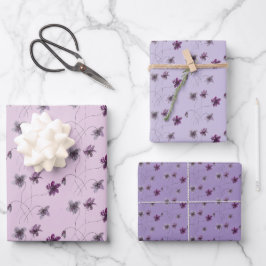 Hoja De Papel De Regalo Violetas Silvestres Acuarela Pintadas a Mano