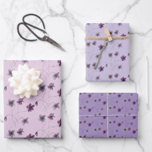 Hoja De Papel De Regalo Violetas Silvestres Acuarela Pintadas a Mano
