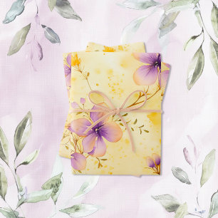 Hoja De Papel De Regalo Violets Gold 50° aniversario de Boda