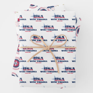 Hoja De Papel De Regalo Virginia Occidental, 50 estados, Libertad Bell