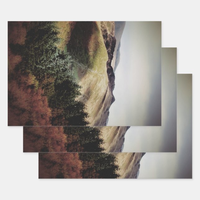 HOJA DE PAPEL DE REGALO VISTAS A LAS MONTAÑAS DE GALES (Set)