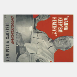 Hoja De Papel De Regalo Vitaminas retro vintage de la Segunda Guerra Mundi